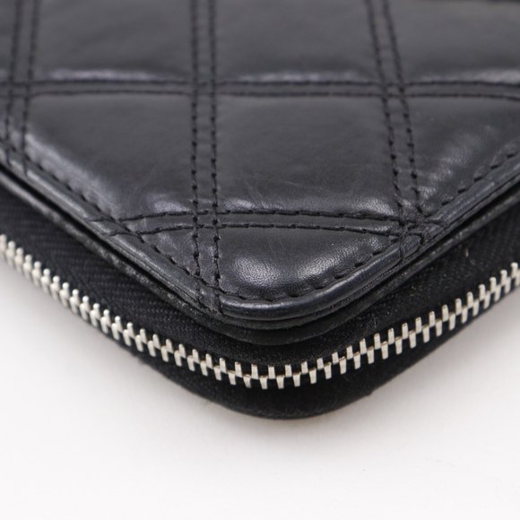 CHANEL Authentic Black Lambskin Leather Wallet